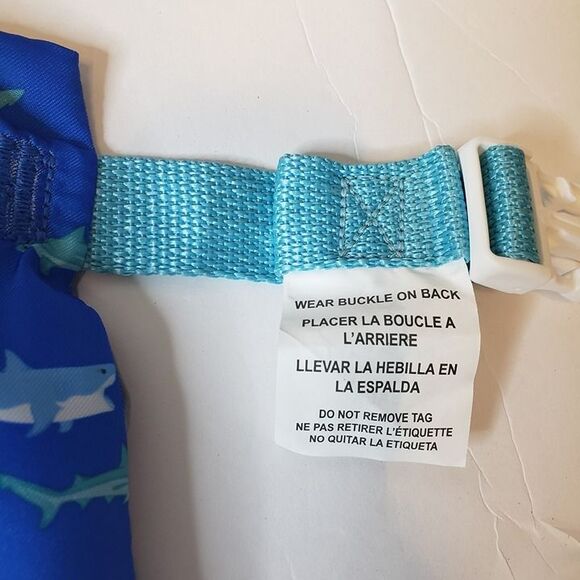 CUTE  Unisex Childs Swim Blue Shark Float Life Vest Jacket 33 - 55lbs - Picture 2 of 6